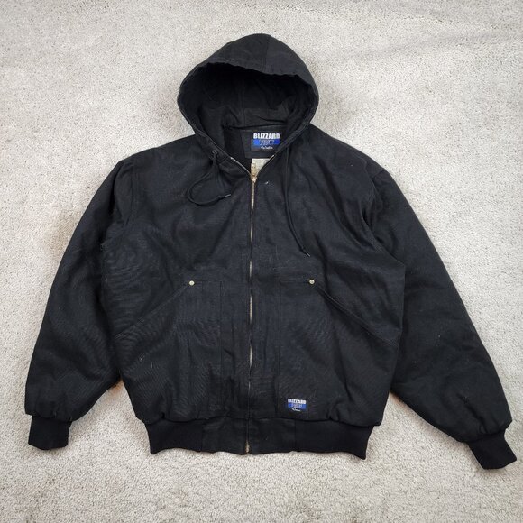 Walls Blizzard Pruf Black Quilted Lined Hooded Jacket Size XL Reg VTG Vintage US - Picture 1 of 7